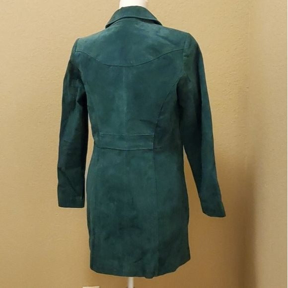 d&co. Green Faux Suede Button Jacket Size XXS