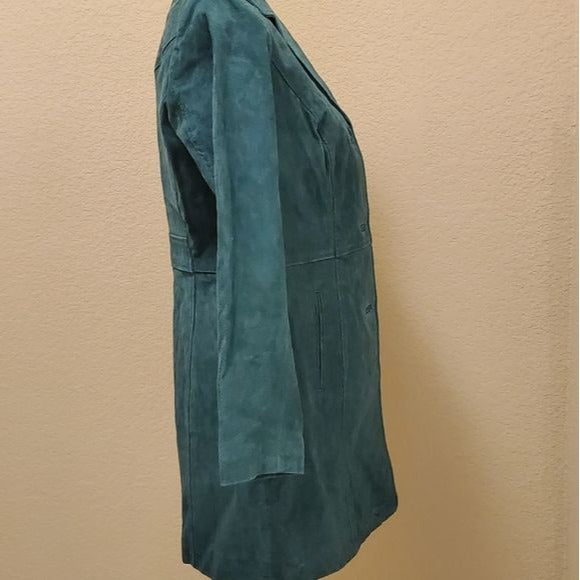 d&co. Green Faux Suede Button Jacket Size XXS