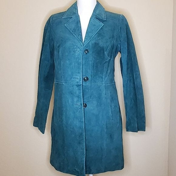 d&co. Green Faux Suede Button Jacket Size XXS