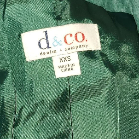 d&co. Green Faux Suede Button Jacket Size XXS